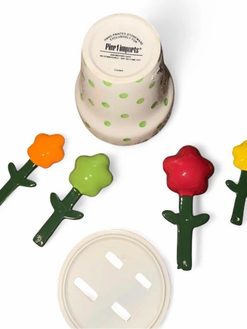 Ceramic Flower Pot measuring cup with Colorful Flower measuring spoons